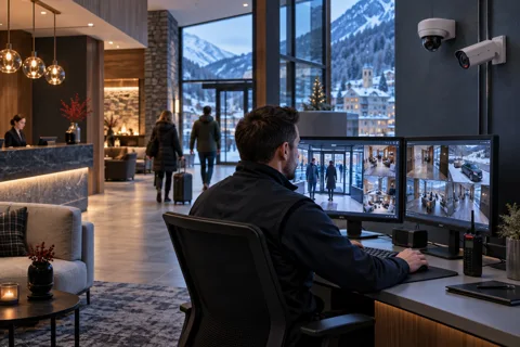Generated service illustration: AI CCTV and intelligent video for Andorra project planning