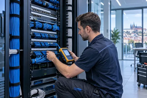 Generated service illustration: structured cabling installation for Czechia project planning