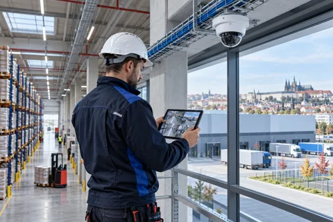 Generated service illustration: CCTV camera commissioning for Czechia project planning