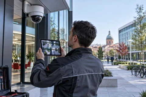 Generated service illustration: Commercial CCTV installation for France project planning