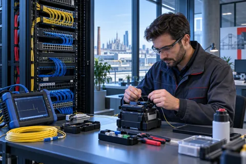 Generated service illustration: fibre optic installation for Italy project planning