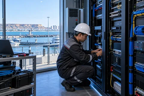 Generated service illustration: IT infrastructure and equipment rooms for Kazakhstan project planning