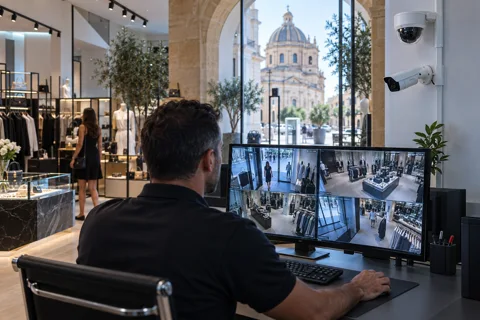 Generated service illustration: AI CCTV and intelligent video for Malta project planning