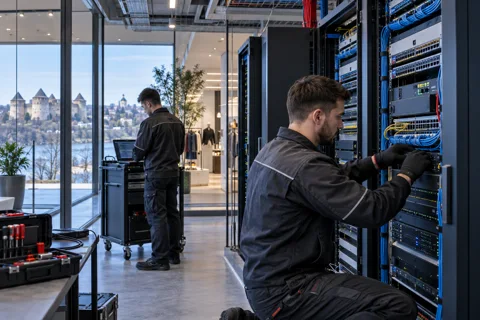 Generated service illustration: IT infrastructure and equipment rooms for Moldova project planning
