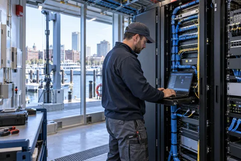 Generated service illustration: IT infrastructure and equipment rooms for Maryland project planning