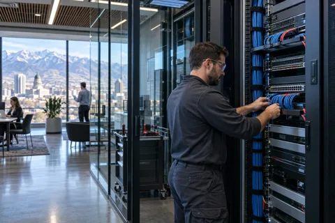 Generated service illustration: IT infrastructure and equipment rooms for Utah project planning