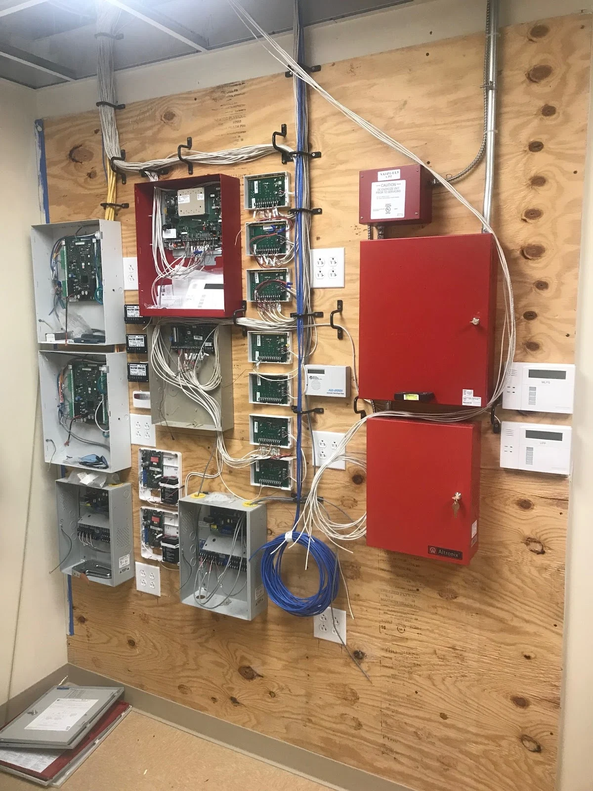 Installed alarm and control equipment with associated field wiring
